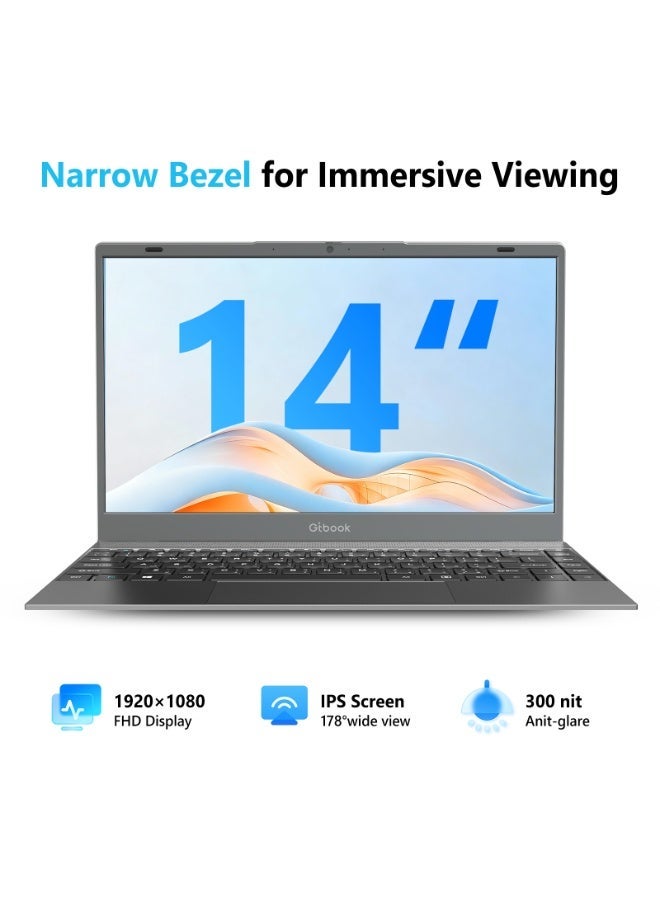 جي تاب لابتوب G-Tab GT14 بشاشة 14 بوصة FHD، معالج Intel Pentium Gold، ذاكرة RAM بسعة 8 جيجابايت، سعة تخزين 256 جيجابايت SSD، نظام Windows 11، لوحة مفاتيح إنجليزي وعربي، لون رمادي english_arabic None - Image 2